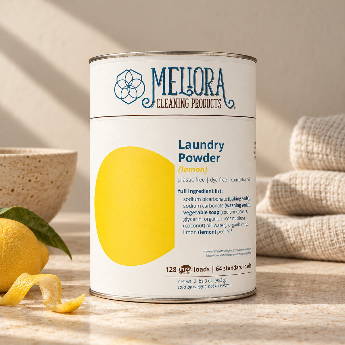 Laundry Powder Detergent - 128 HE (64 Standard) Loads - Plastic-Free