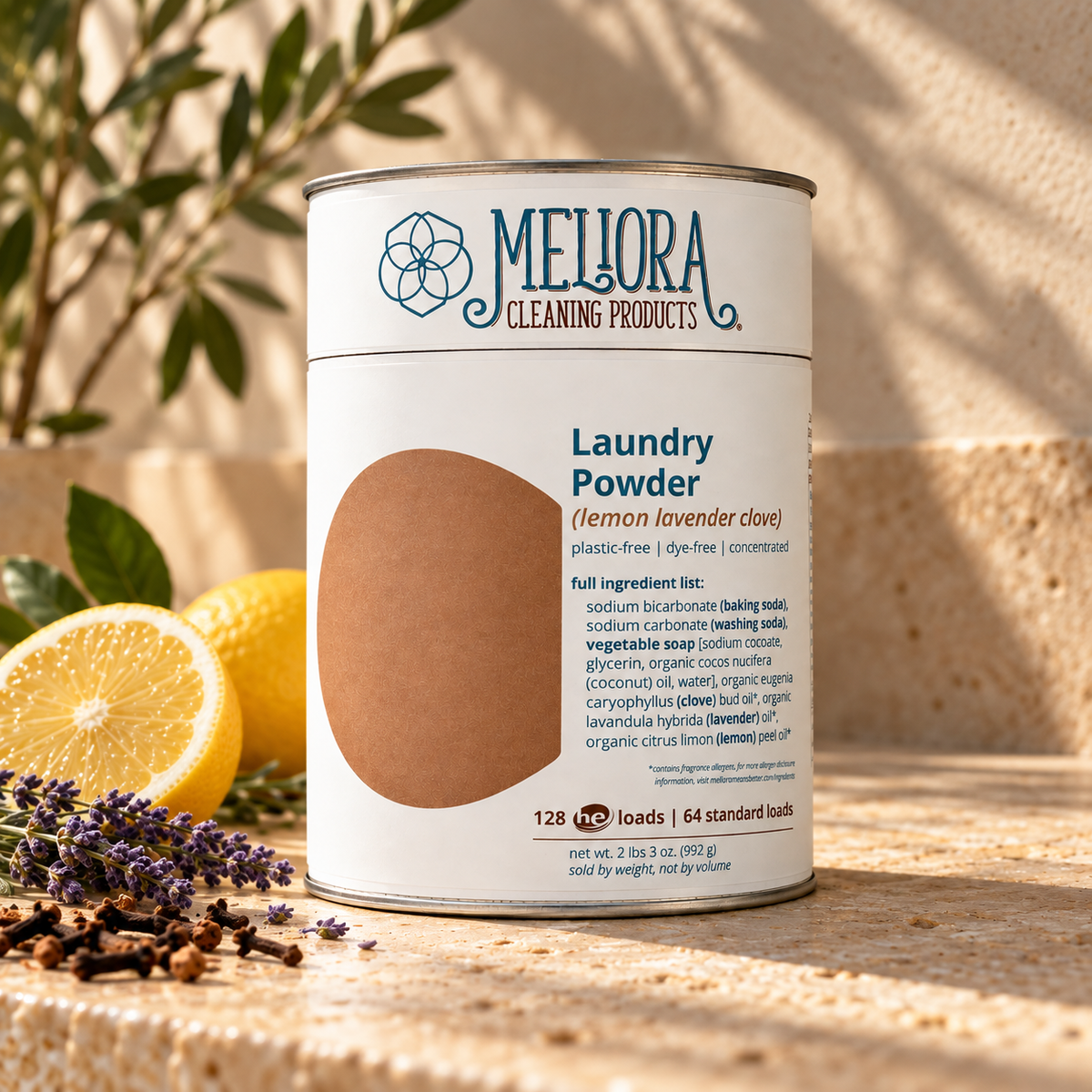 Laundry Powder Detergent - 128 HE (64 Standard) Loads - Plastic-Free