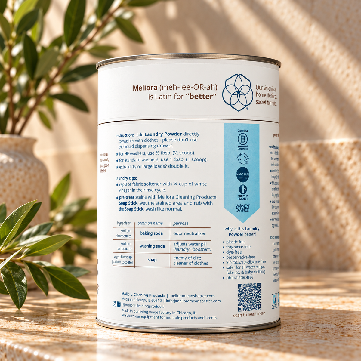 Laundry Powder Detergent - 128 HE (64 Standard) Loads - Plastic-Free