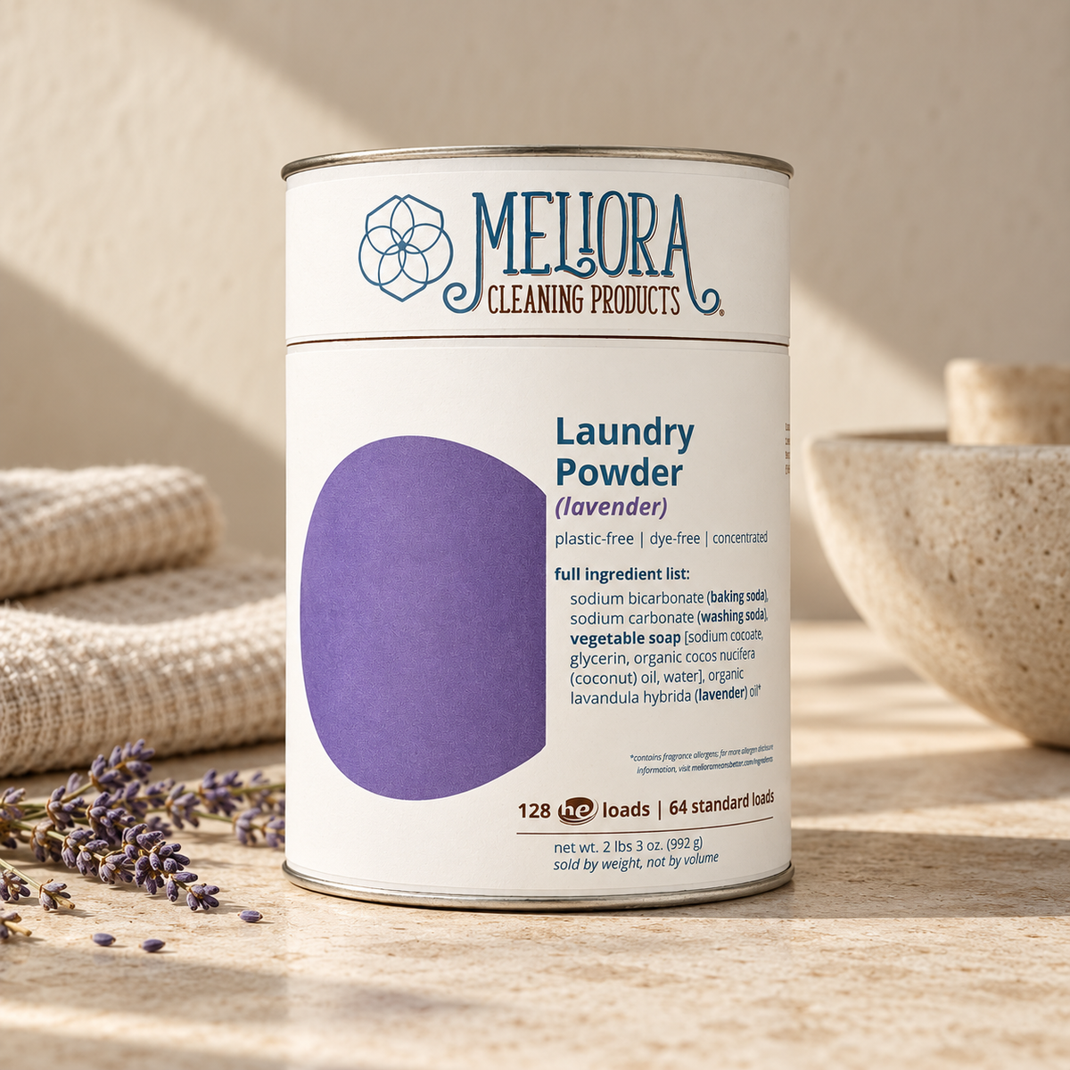 Laundry Powder Detergent - 128 HE (64 Standard) Loads - Plastic-Free